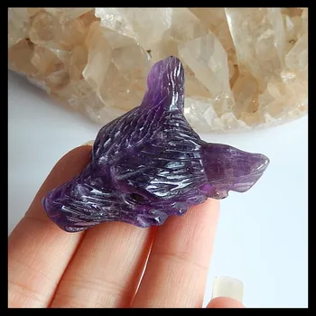 

Popular jewelry,Amethyst Carved wolf head Pendants Beads ,Semiprecious stone jewelry,49x37x16mm,27g