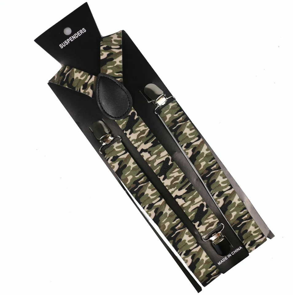 

Winfox 2.5 Wide Army Green Camo Men Women Camouflage Suspenders Elastic Braces