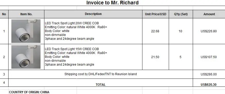 

Invoice to MR. Richard
