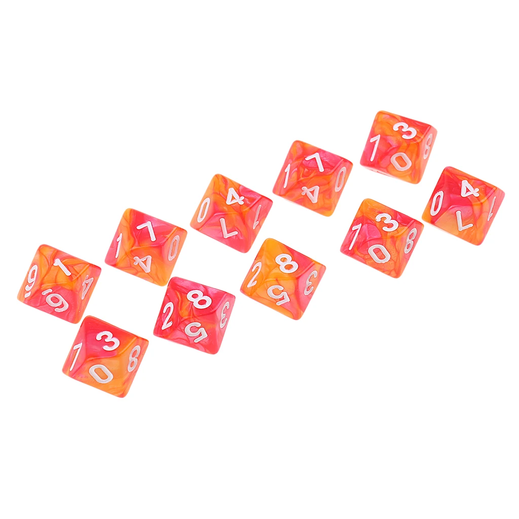 Perfeclan 10pcs 10 Sided D10 Polyhedral Dice Double Color for DND RPG MTG Board Game Accessories Double Colors Dice