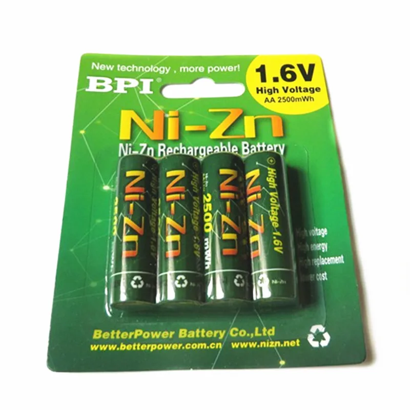 4 шт./лот BPI AA 2500mAh 1,6 V 1,5 V NI-Zn NI Zn NIZN аккумуляторные батареи