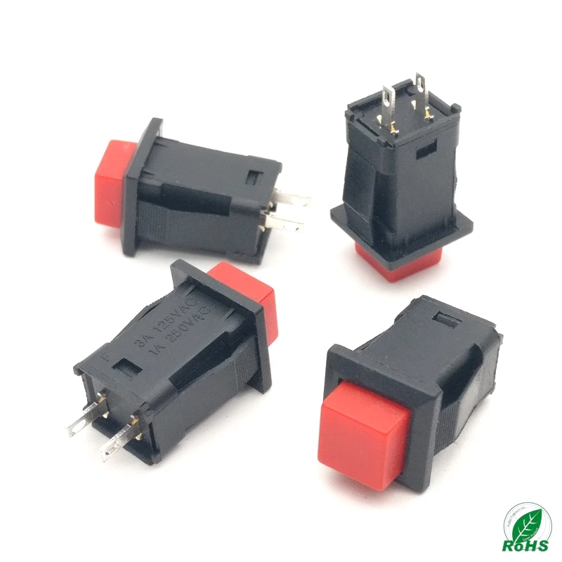 

100Pcs 14MM Red Self-Reset square Switch Button 1A/250VAC Light Switch DIY Touch Switch DS-429A