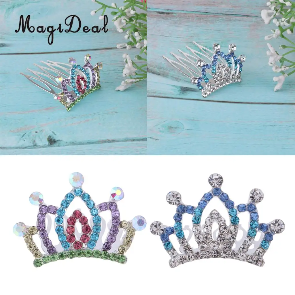 Elegant Royalty Tiara Princess Crystal Mini Tiara Crown Hairpins Headdress For Fashion Girl Doll Dress-up Accessory