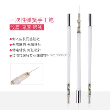 

Direct sales 50pcs Semi-permanen disposable manual spring microneedles Eyebrow/eye/lip No hemp tattoo pen Fog eyebrow pencil