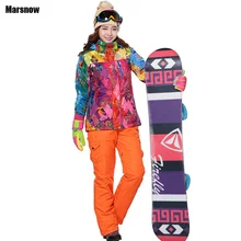Лыжный костюм для женщин, уплотненный, водонепроницаемый, ветрозащитный, дышащий, для улицы, горный спортивный комбинезон, зимний костюм, женские штаны и куртка