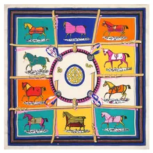 53 см Классический Клетчатый шелковый шарф с лошадью Модные женские квадратные шарфы Бандана Повязка На Голову Повязка на шею повязка на шею Профессиональный шейный платок