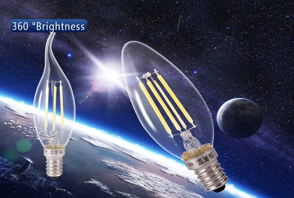 Светодиодный светильник Эдисона, 220 В, светодиодный, E14, лампа накаливания, ампулы, светодиодный энергосберегающий светильник, E14, светодиодный светильник в виде свечи, 2 Вт, 3 Вт, 4 Вт, 5 Вт, светодиодный светильник