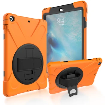 

360 Rotating Kickstand Case for Apple iPad Air 1 Air1 with Hand Strap Shockproof Soft Silicone Hard Drop Protection Case Cover