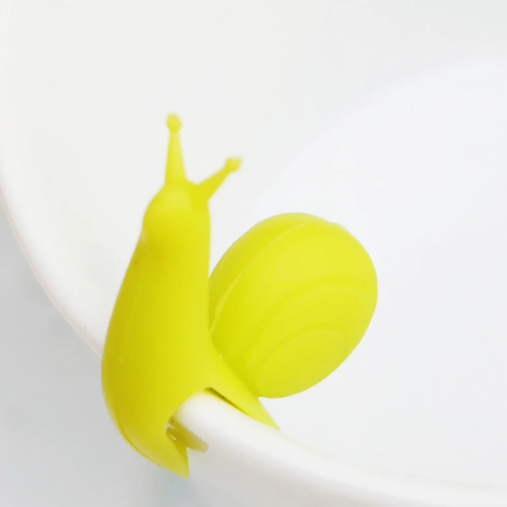 

New 5PCS/Lot Tea Bag Holder Cute Snail Silicone Cup Mug Strainer Party Decor Clip Tea Infusers Recognizer Kitchen Bar Supplies
