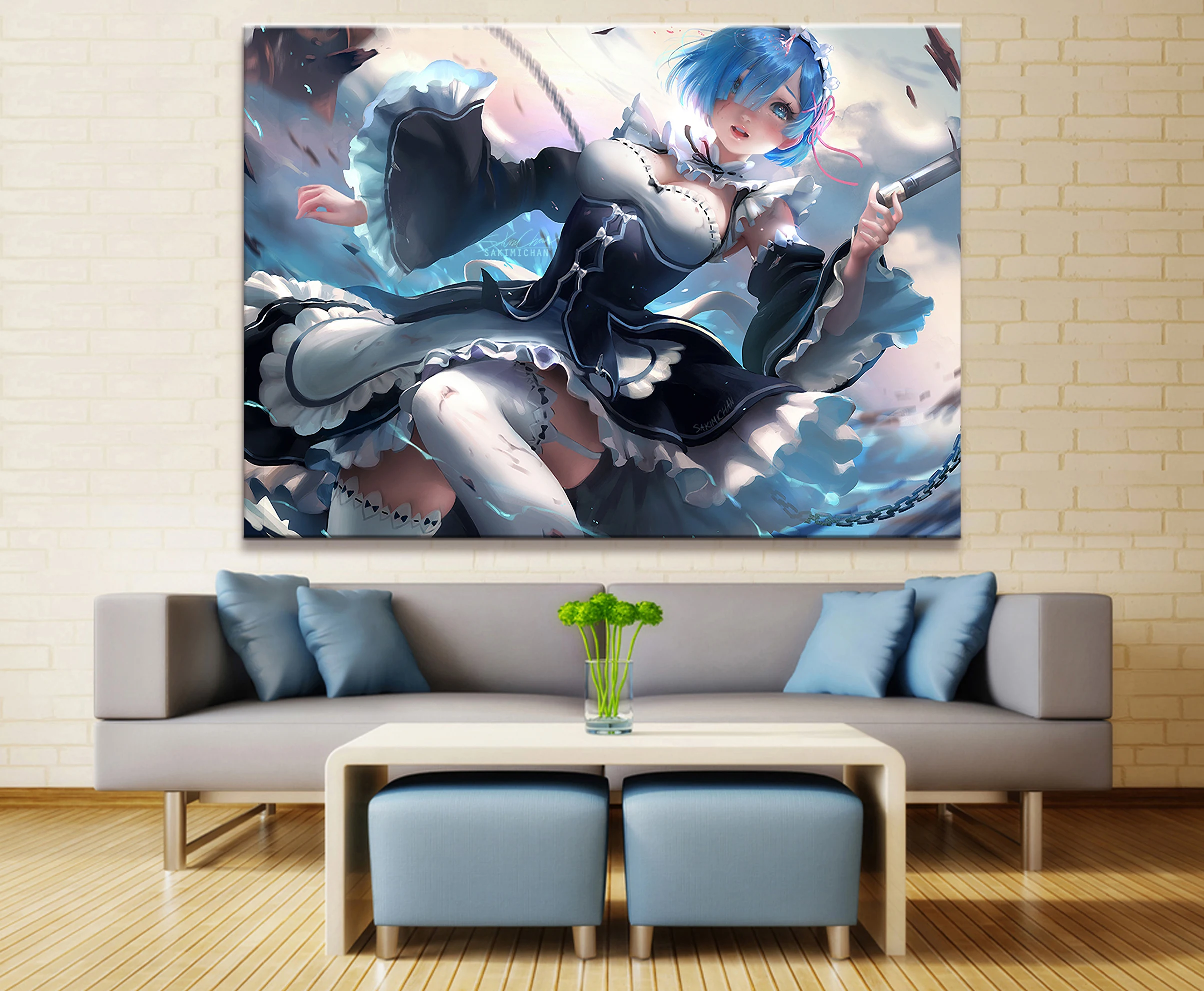 

Home Decor Modular Canvas Picture 1 Piece Sexy Rem Re:Life in a Different World from Zero Painting Poster Wall For Home Canvas