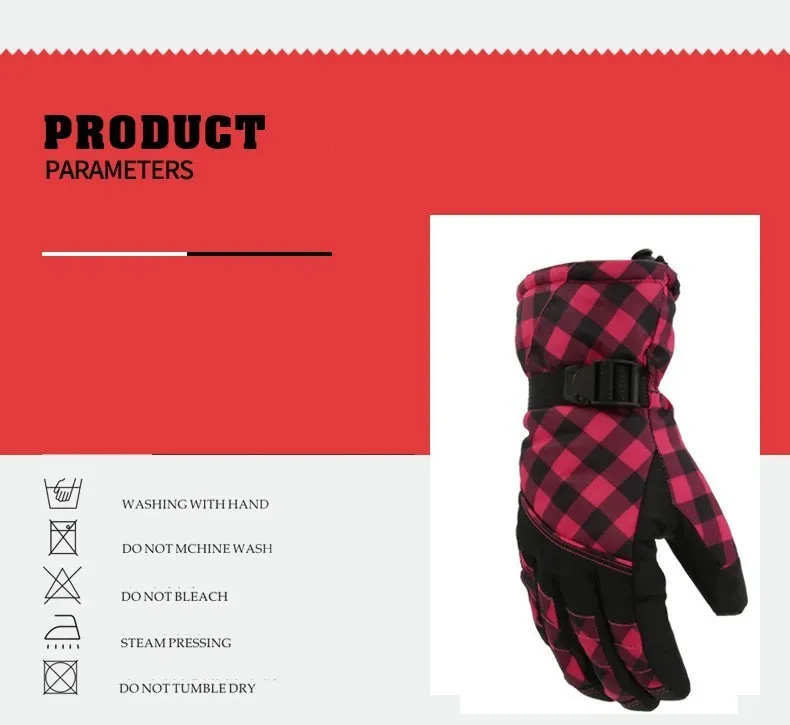 1 пара Для мужчин Для женщин лыжные перчатки зимние Водонепроницаемый морозостойких теплые перчатки Открытый Спорт Снег спортивная