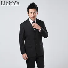 Куртка+ брюки+ галстук) мужские толстые костюмы мужской шерстяной костюм Homme мужская одежда блейзер для свадьбы Jaqueta Masculino темно-серый S322