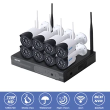 ESCAM WNK804 Outdoor 8CH Home CCTV Security Surveillance System 1MP HD-720P Bullet IP Camera Wireless Wifi Camera NVR System Kit