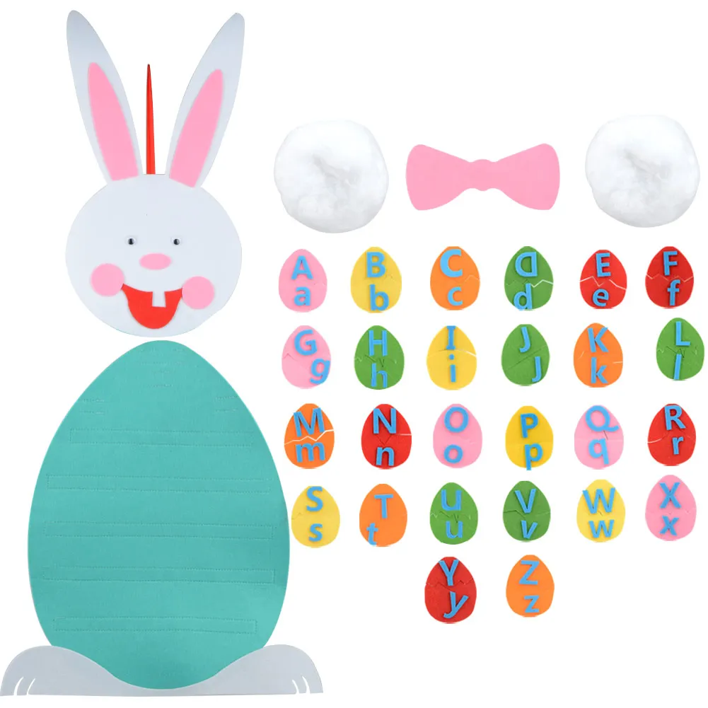 

100*42cm Happy Easter Eggs Bunny DIY A-Z 26 Alphabets Matching Game Kids Educational Toy Gift for Easter Party Decoration