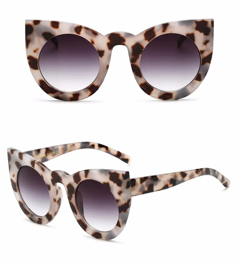 Прятки мода sexy круглый cat eye солнцезащитные очки градиент белый черный большой дамы солнцезащитные очки для женщин кошачий глаз роскошь óculos
