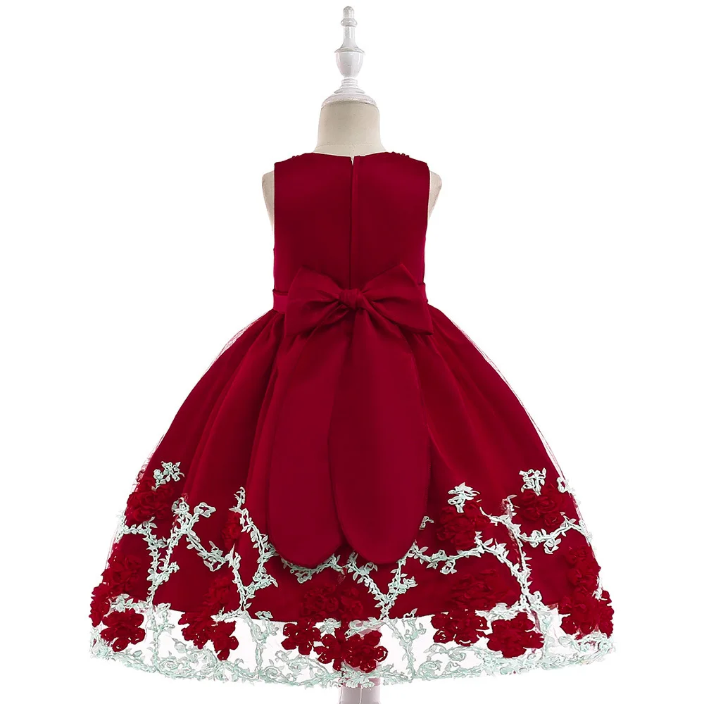 

2019 Little Flower Girls Dresses for Weddings Formal Party Sequined Bow Dress Kids Prom First Communion Tulle Dresses