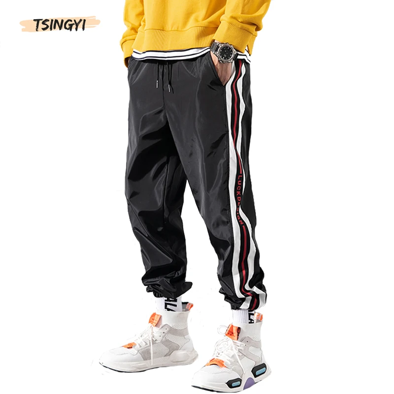 

Tsingyi Summer Solid Striped Harem Pants Men Women Ankle-Length Streetwear Hip Hop Joggers Black white grey Couple Pencil Pants