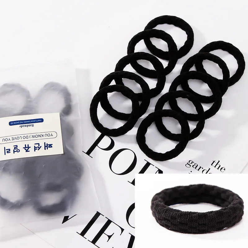 10pcs black 3 10pcs/Set New Women Basic Crude Elastic Hair Bands Ponytail Holder Scrunchie Headband Rubber Bands Fashion Hair Accessories - Цвет: 10pcs black 3