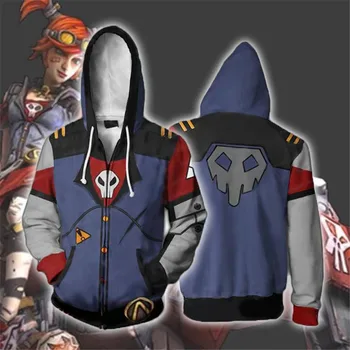 

Carnival Game Anime Borderlands 2 assassin Zer0 Cosplay Costume Zer0 3D Print Sweatshirt Hooded Zipper Cartoon Sweatshirt coat