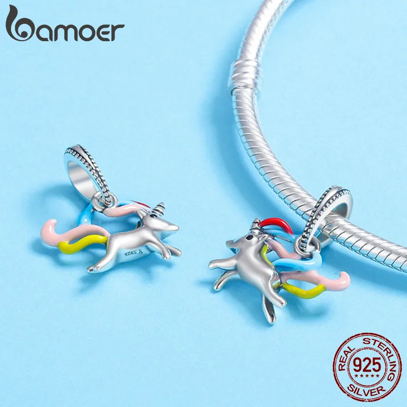 BAMOER Authentische 100% 925 Sterling Silber Bunte Speicher Charme Anhänger fit Frauen Charme Armband DIY Schmuck SCC502