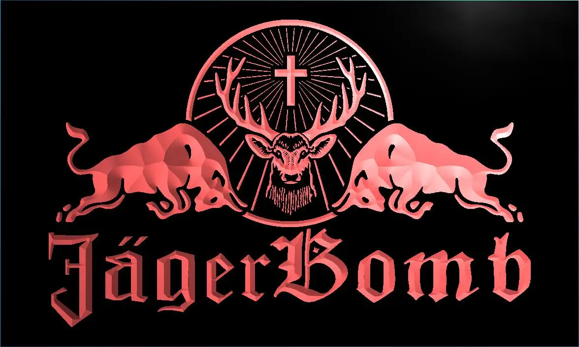 LE233 Jagermeister Jager Bomb Bull Wine LED Neon Signin Plaques