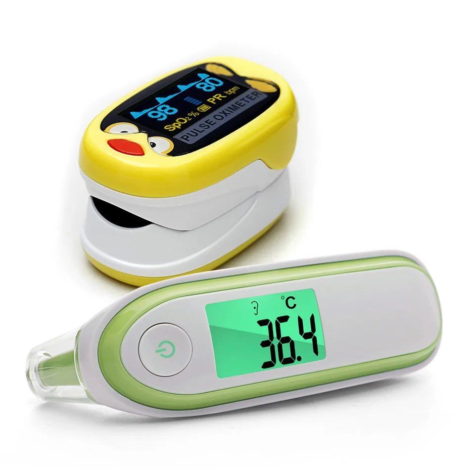 Цифровой ЖК-термометр для ушей и Пальчиковый Пульсоксиметр SPO2 Детский термометр Пульсоксиметр комплект инфракрасные портативные термометры