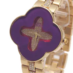 G & D Для женщин Кварцевые наручные часы Нержавеющая сталь Relojes Mujer женские часы-браслет платье Желе Цветок форме подарок Relogio feminino