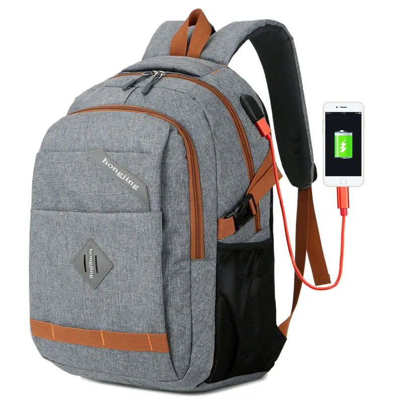 

New Hot Solid Color Canvas Men's Multi-Function USB Charging Multi-Function High Quality Large Capacity Exquisite Backpack