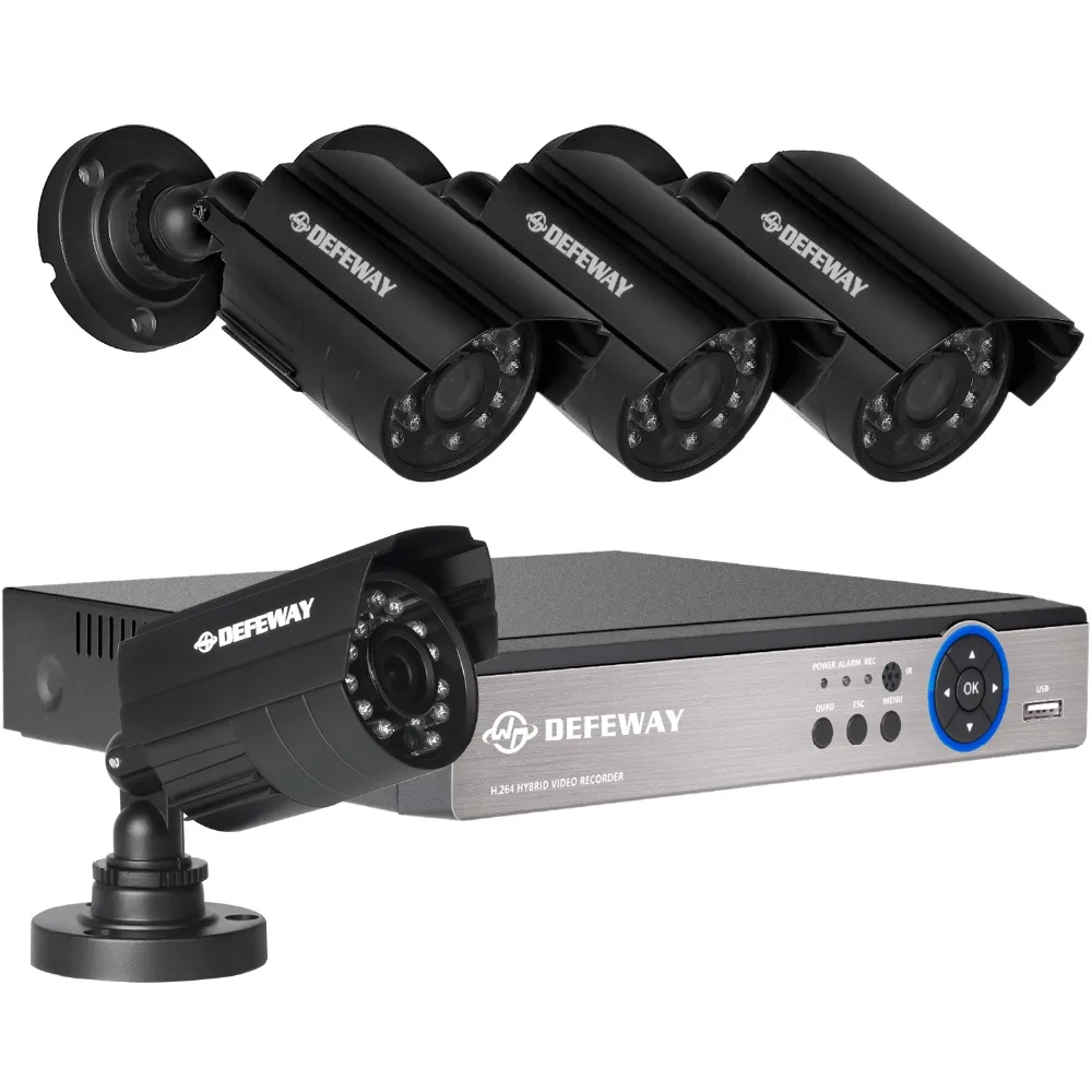 DEFEWAY 1200TVL 720P HD уличная система камер домашней безопасности 4CH 1080N HDMI DVR CCTV комплект видеонаблюдения AHD камера комплект