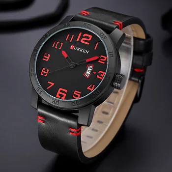 

Curren Luxury Brand Date Japan Movt Square Men Quartz Casual Watch Leather Army Military Sport Watch Men Watches Male Clock