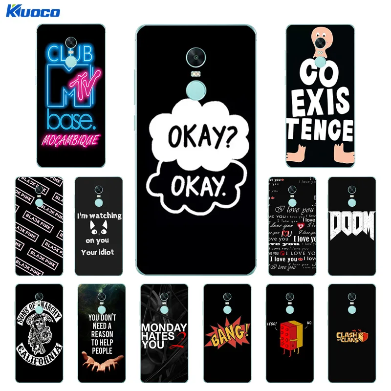 

Case for Xiaomi Redmi Note 4X Soft Silicone Clear TPU Cover Black Letters Printing Ultra Thin for Xiaomi Redmi Note 4 X 5.5"