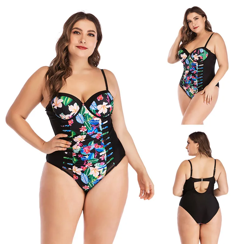 One Piece Swimsuit Plus Size Swimwear Women Push Up Bathing Suit WITH Wire Monokini Bodysuit Beach Wear High Cut Swim Suit