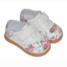 2017 nuevo girls shoes cuero genuino rose imprimir primavera otoño niños plana chaussure zapato nina niños shoes confort hermosa