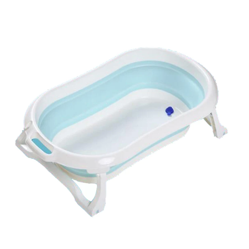 Портативная складная детская ванна большой размер противоскользящее дно нетоксичный материал детская Ванна ведро для купания ребенка - Цвет: Синий