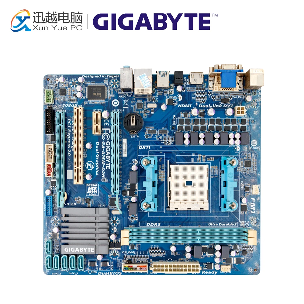

Gigabyte GA-A75M-D2H Desktop Motherboard A75M-D2H A75 Socket FM1 DDR3 32G SATA3 USB3.0 Micro ATX