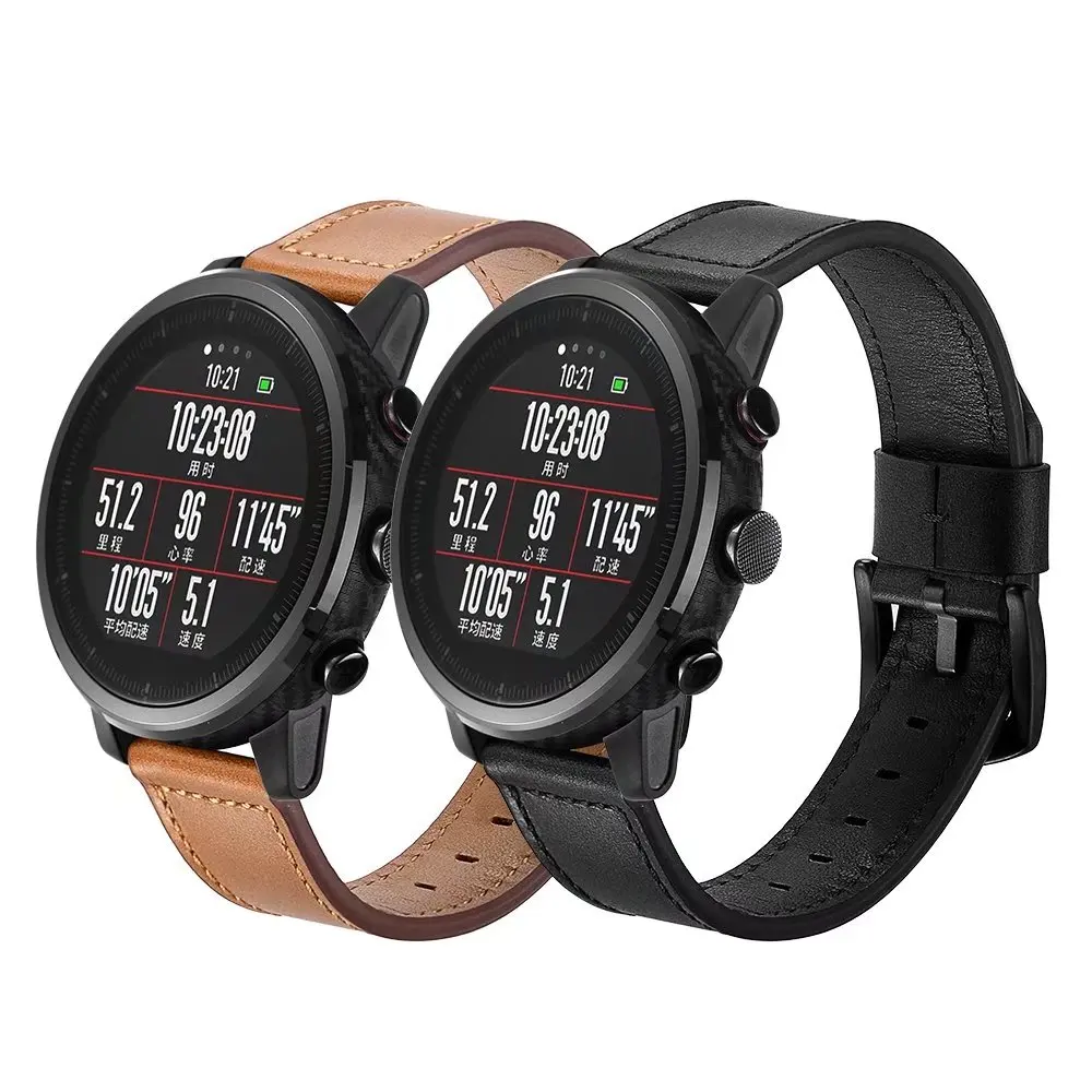 Ремешок для часов Xiaomi Huami Amazfit 2 1 Stratos Pace ремешок из натуральной кожи Gear S3 Huawei Watch 2pro