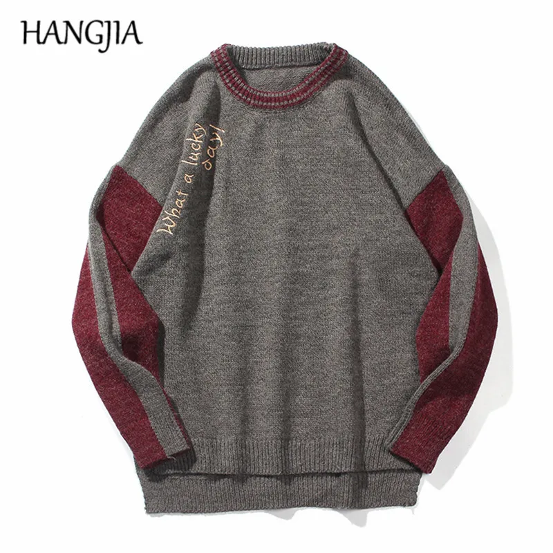Мужской свитер с вышивкой 2019 Harajuku, пуловер в стиле пэчворк, свитера для мужчин и женщин, круглый вырез, универсальные повседневные пуловеры
