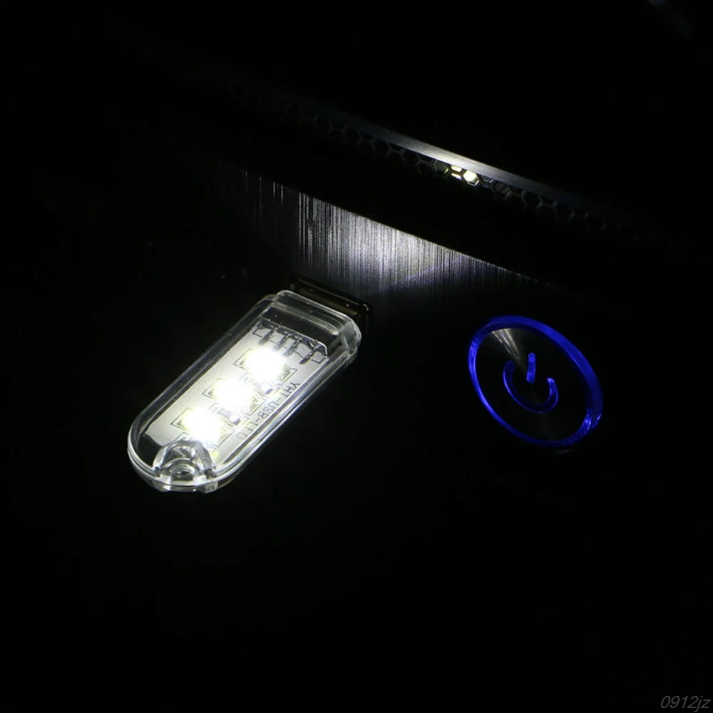 Портативный брелок для ключей 3 светодиодный Белый ночник USB power U Disk shape лампа с крышкой яркий свет Прямая поставка