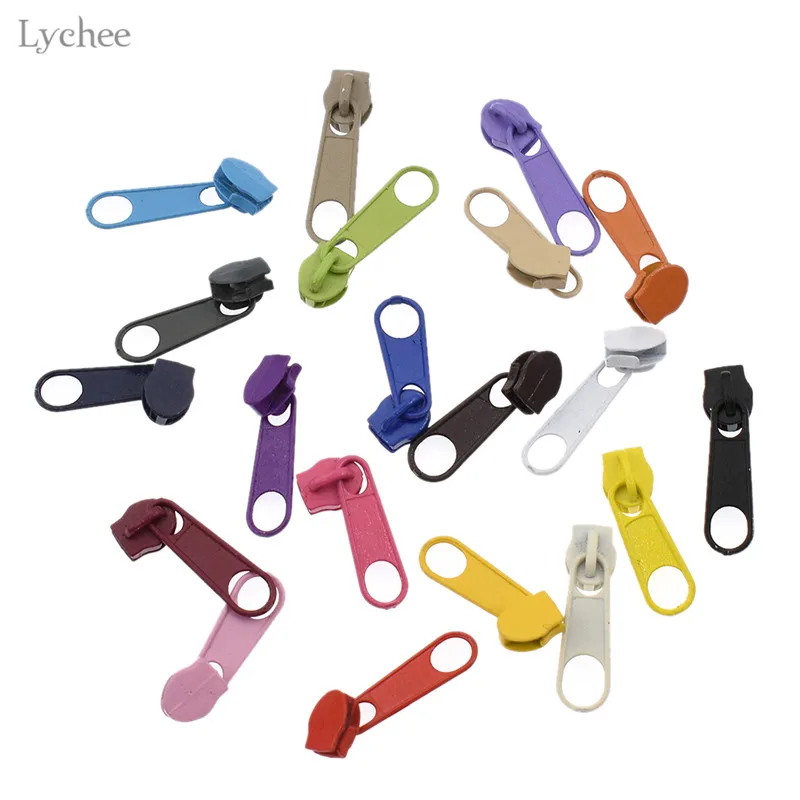 Lychee 20pcs Mixed Color Metal Zipper Head Zipper Sliders Zip Repair