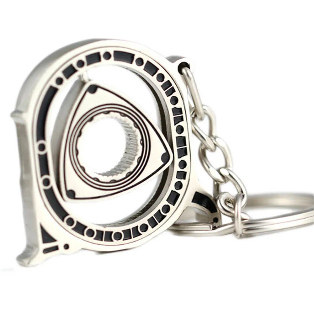 

New Keychain Hot Auto Parts Model Silver Engine Rotary Keyring Key Ring Chain Key Holder