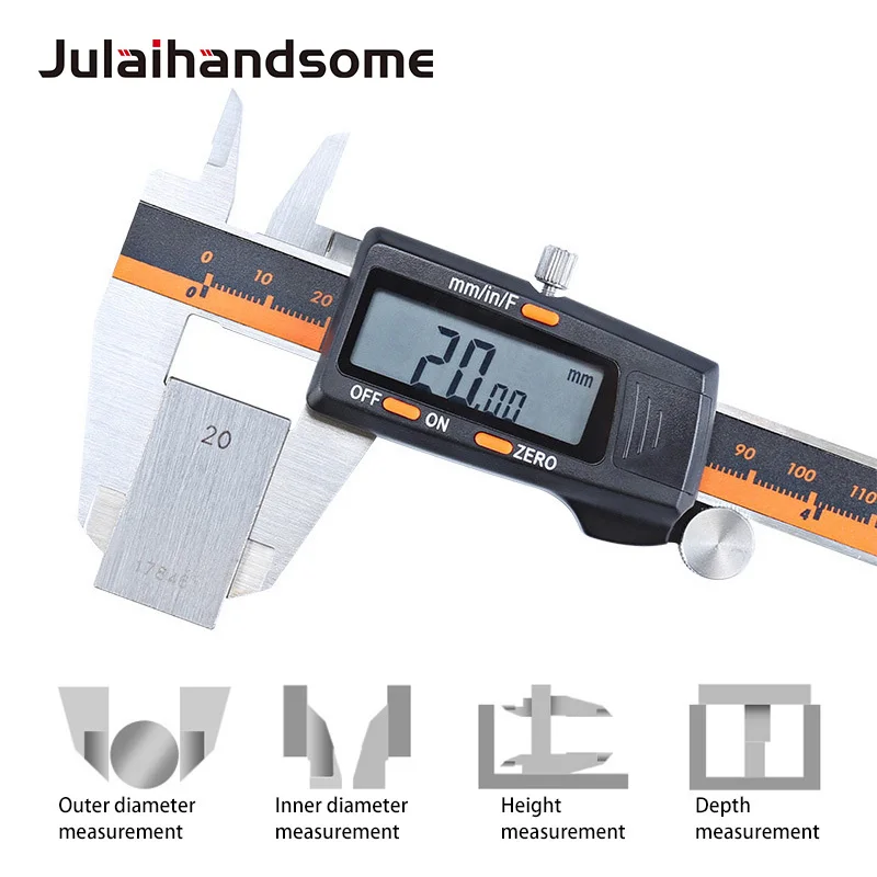 

Julaihandsome Digital Vernier Caliper Stainless Steel Electronic Caliper 3 Mode LCD Micrometer Depth 6 Inch Measuring Tools