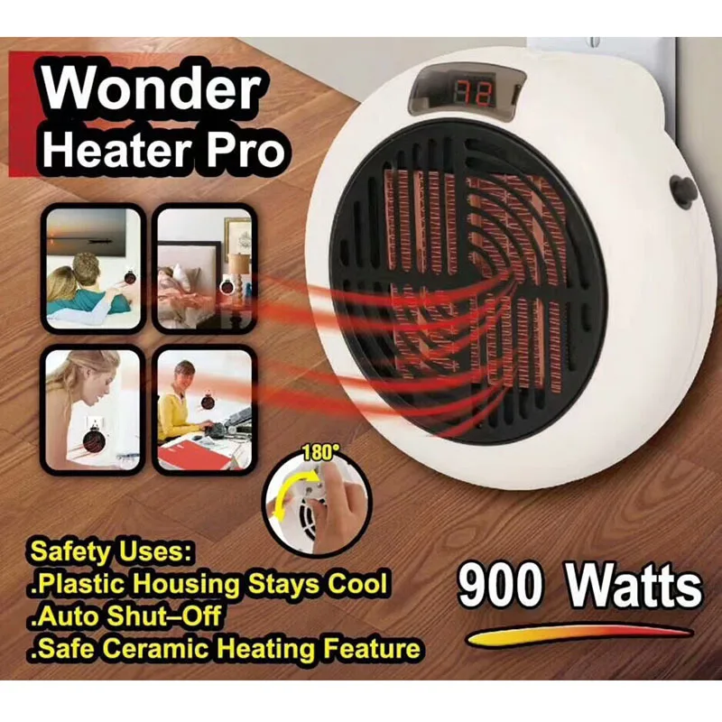 

Electric Handy Heater Portable Wall-Outlet Electric Heater/ Hand Warmer Hot Blower Fan Radiator Warme Adjustable Thermostat