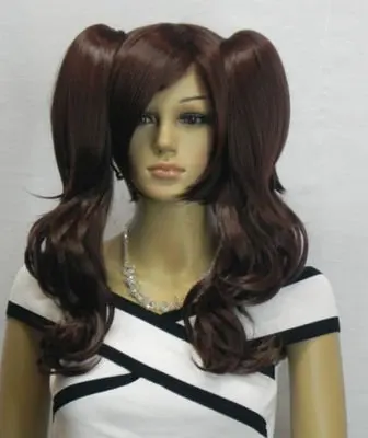Fashion hot coaplay style brown wig + horsetail combination |