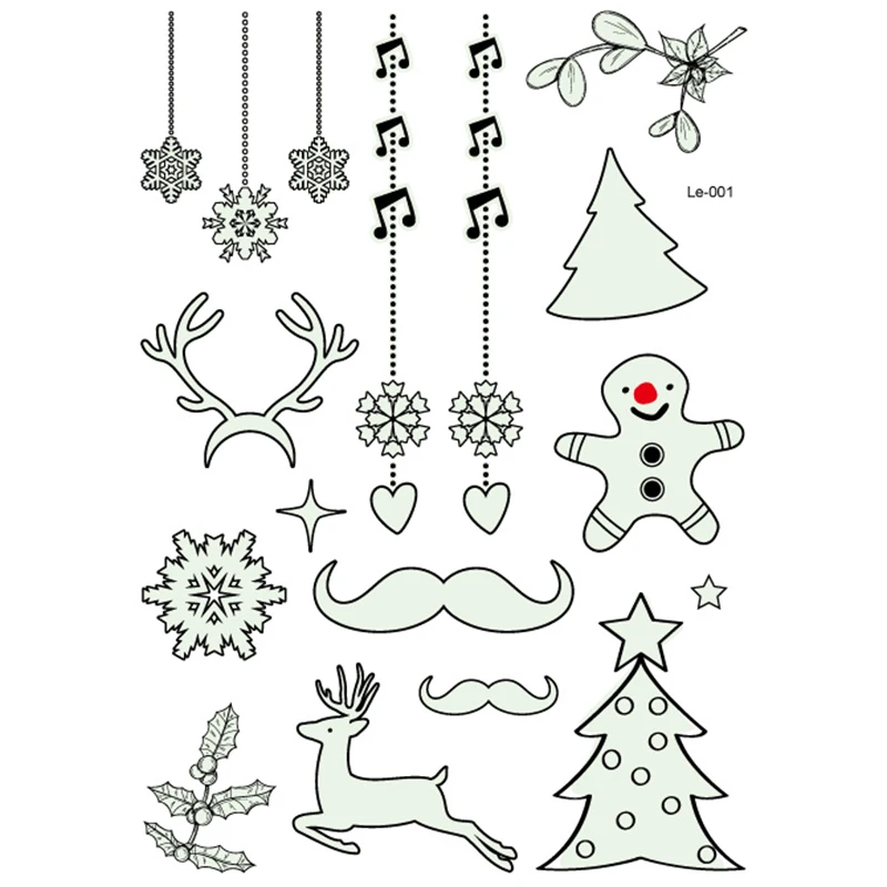 1 компл. световой Временные татуировки Стикеры новогодний орнамент Рождественский Декор для дома новогоднее; рождественское Рождество