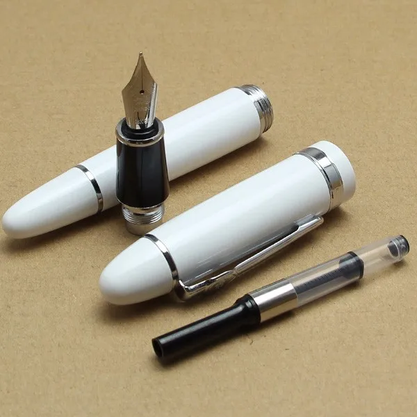 JINHAO 159 школьные офисные принадлежности ручка Роскошный белый и серебристый 18KGP перо с широким основанием авторучка высокое качество ручка для письма