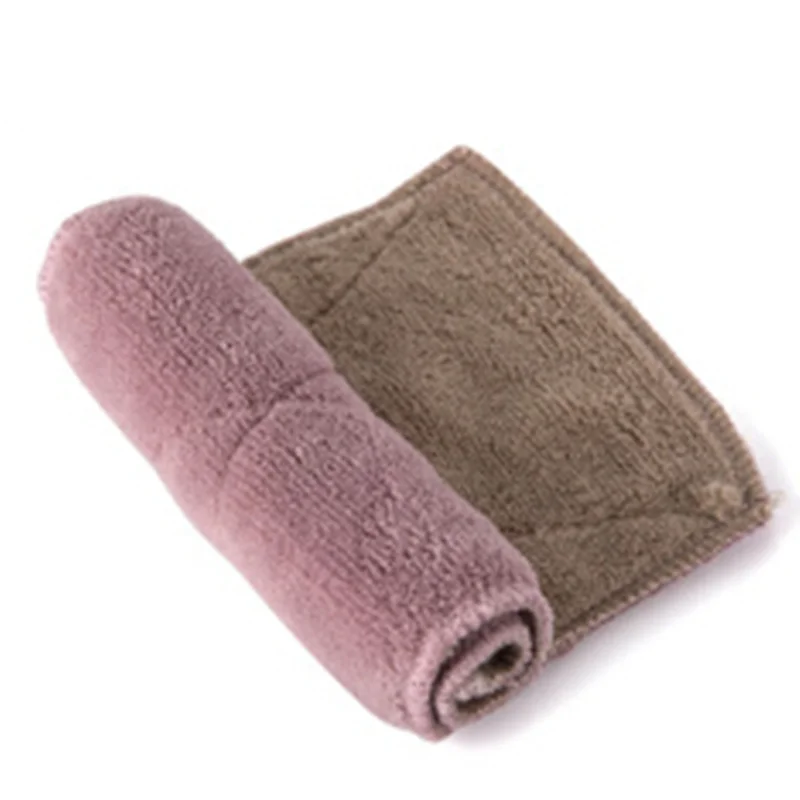 2 слоя микрофибры Кухня полотенца супер абсорбент горшок для мытья посуды кухонные полотенца пыли ткань для очистки губки новые летние - Цвет: purple coffee