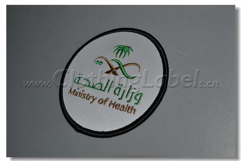 custom 3D reflective embroidered patches, grey night reflective