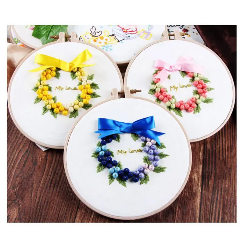 

New Handmade Round Frame Cross Stitch Kit Plant&Flower Cross Stitch Pattern Counted Embroidery Needlework Cross Stitch Package
