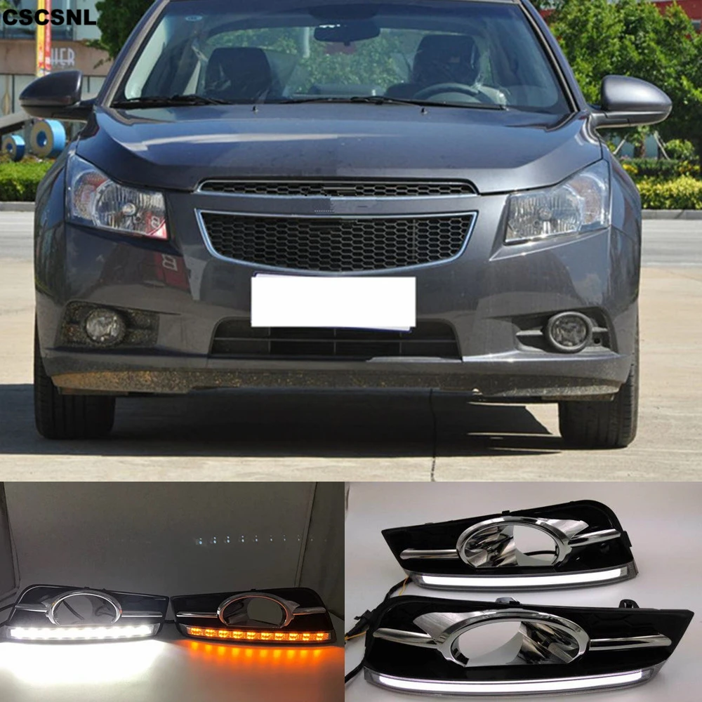 

CSCSNL 2PCS 12V ABS Car LED For Chevrolet Cruze 2009 2010 2011 2012 2013 2014 DRL Daytime Running Lights With Turn signal Lamp