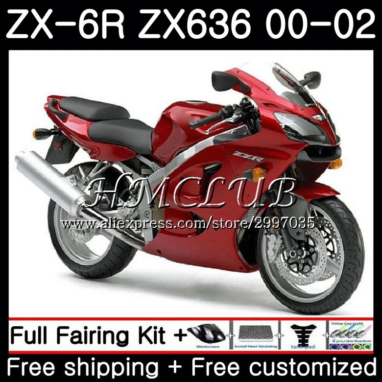 skæbnesvangre elevation position Body For KAWASAKI NINJA ZX 6 R ZX636 Factory red ZX 6R 2000 2001 2002  57HC.4 ZX 636 ZX 6R 600 CC ZX 636 ZX6R 00 01 02 Fairing|Combinations| -  AliExpress